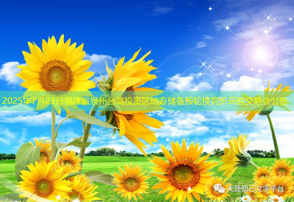 2025年7月23日福建省泉州台商投资区地方储备粮轮换竞价采购交易会公告