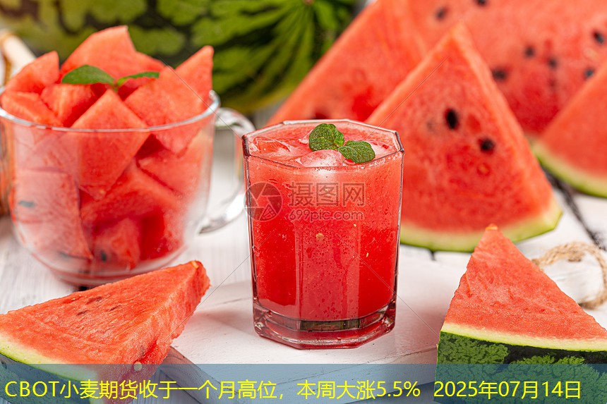 CBOT小麦期货收于一个月高位，本周大涨5.5% 2025年07月14日