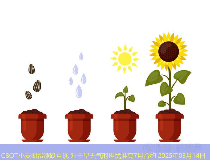 CBOT小麦期货涨跌互现 对干旱天气的担忧推高7月合约 2025年03月14日